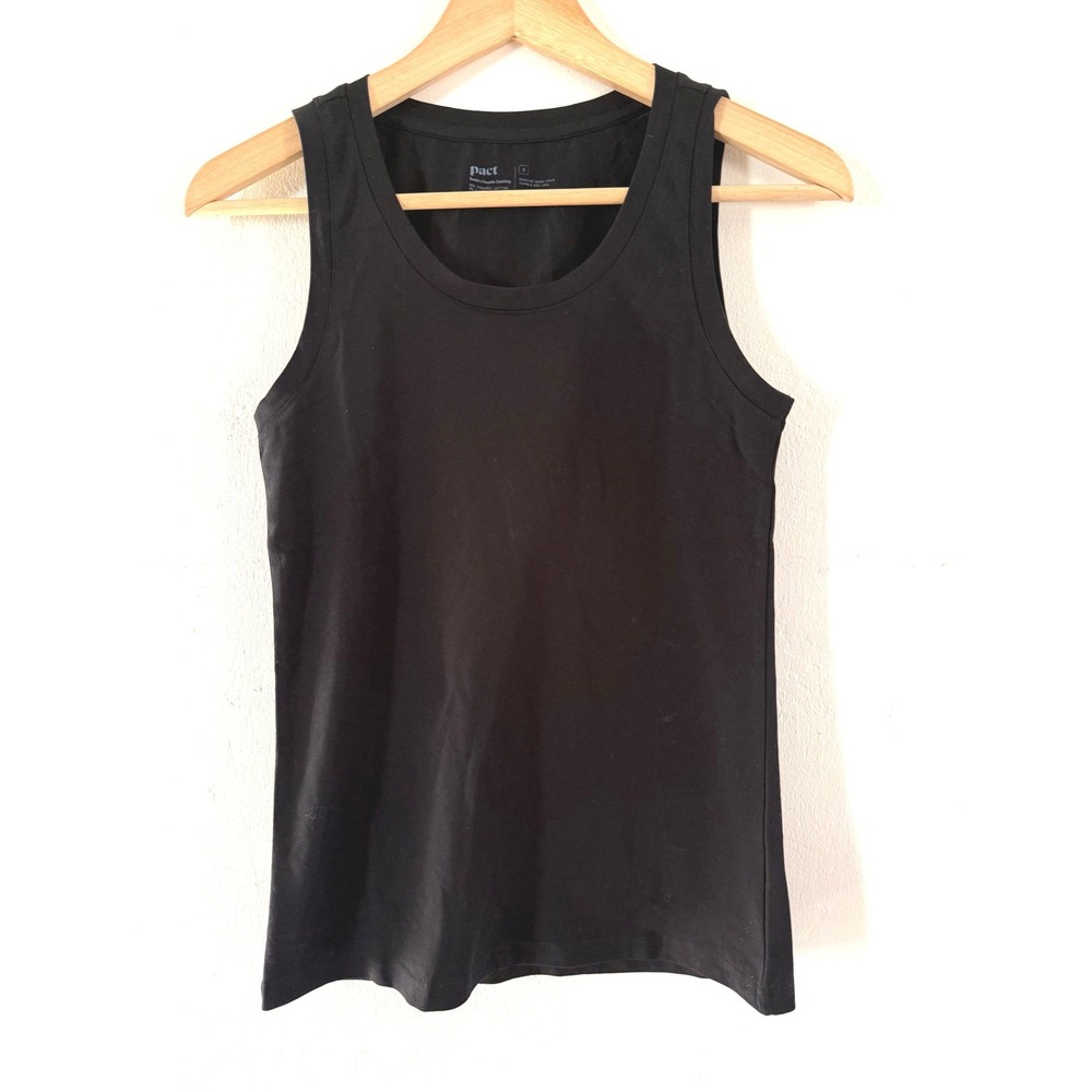 Pact Organic Sleeveless Tank Shirt Black Womens Small 100% Cotton Sustainable